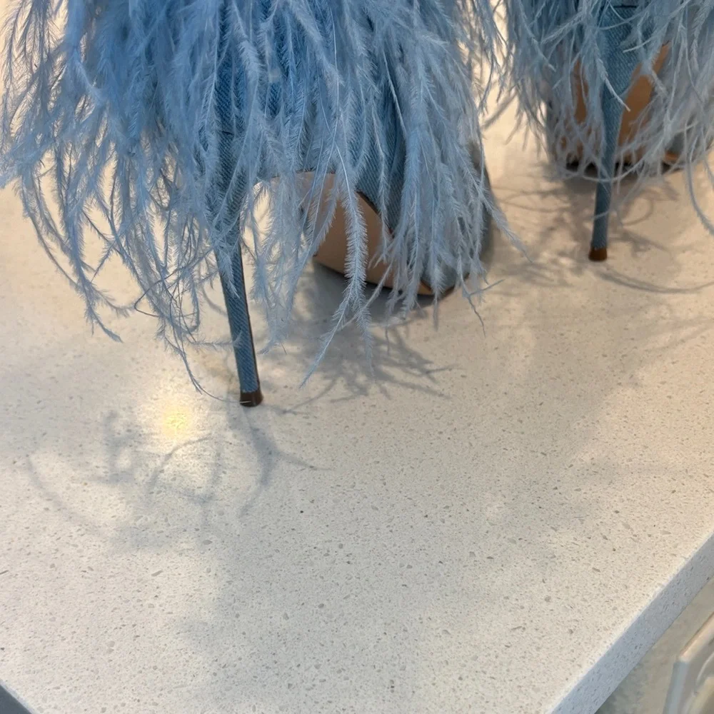 Steve Madden Light Blue Feathered Boots - Picture 5 of 14